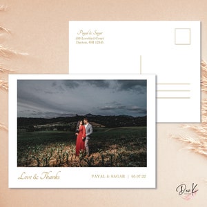Modern Minimalist Wedding Thank You Template, Photo Postcard Cards, Editable Digital Download, Printable Thank You Cards