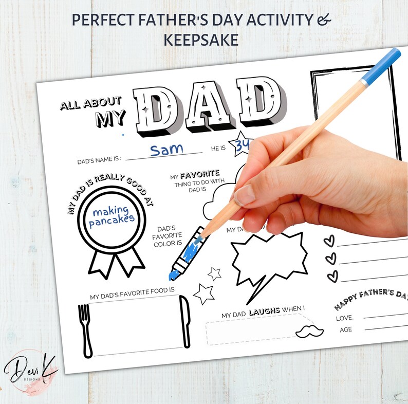 All About My Dad Printable Page for Father's Day - Etsy