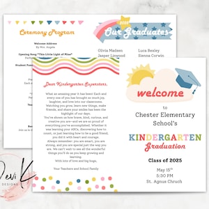 Editable Graduation Program Template, Kindergarten Pre K Graduation Ceremony, Kindergarten Graduation Template, Daycare, Preschool Program