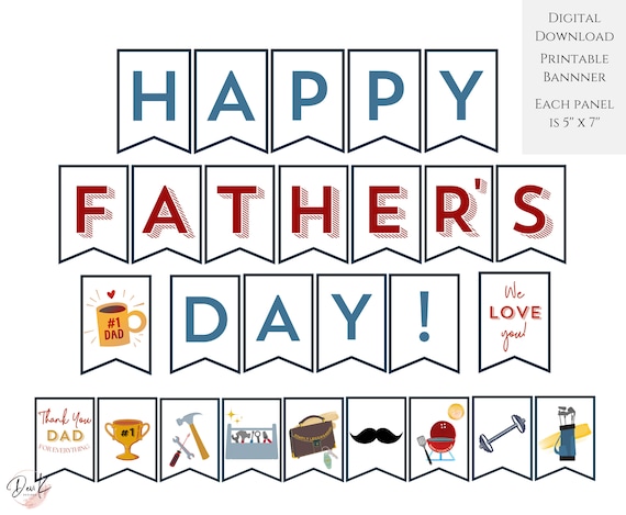 Kit Decorazioni Festa Del Papà: Striscione Glitterato 'We Love Dad' E 'Happy Father's Day' In Blu, Cartoncino Robusto E Riutilizzabile