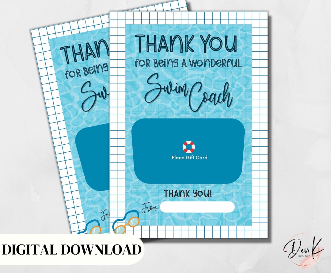 Swim Coach Appreciation Gift Card Holder, Swim Instructor Gift