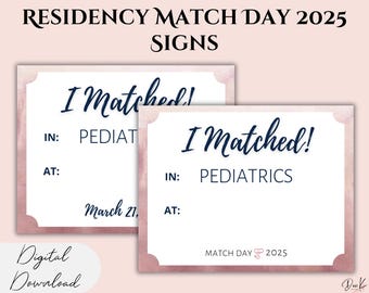 Residency Match Day Signs 2025, "I MATCHED" Editable Printable Template, Pink Ombre Party Decor, Medical School Match Day