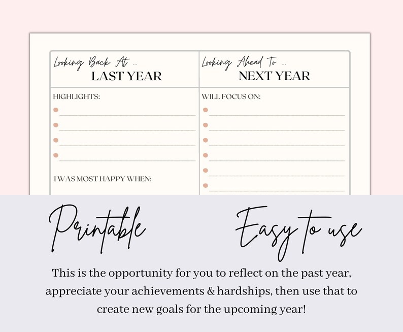 2023 2024 Year End Review Planner New Years Resolutions Year Etsy