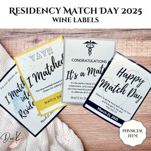 Etiquetas de vino para el día de la residencia 2025, etiqueta de regalo para el día de la residencia, fiesta de residencia, regalo para residentes médicos, facultad de medicina, regalo para nuevos residentes, médico