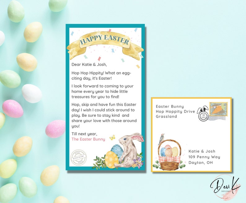 EDITABLE Miniature Easter Bunny Letter & Envelope Printable Template ...