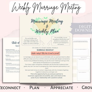 Weekly Marriage Meeting | Relationship Worksheet | Printable | Couples Workbook | Marriage Planner
