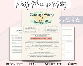 Weekly Marriage Meeting | Relationship Worksheet | Printable | Couples Workbook | Marriage Planner