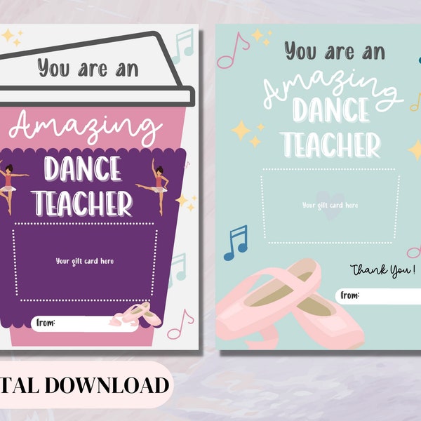 Dance Teacher Card Etsy