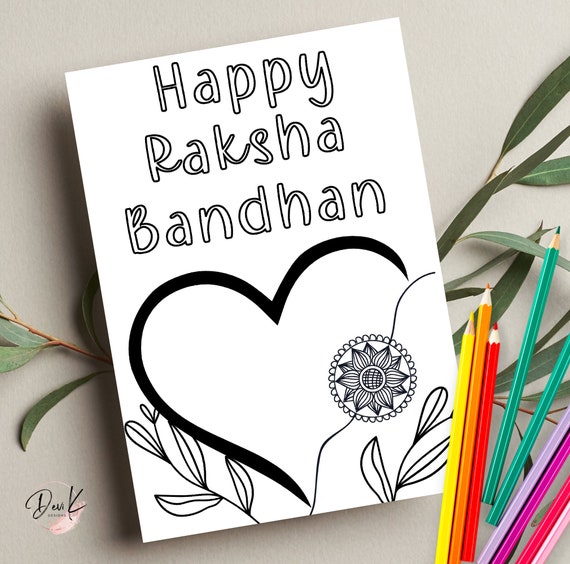 Printable Coloring Kids Raksha Bandhan Card Rakhri Card - Etsy