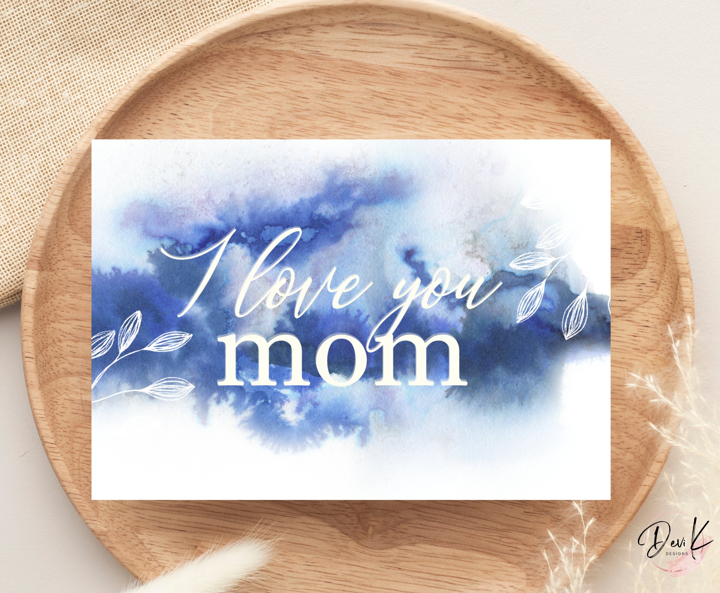 I Love You Mom Printable Card, Mother's Day Gift, Birthday Gift for Mom ...