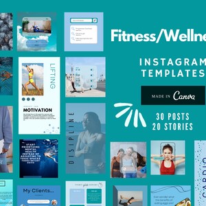 50 Editable Fitness/Wellness Instagram Post Templates | Personal Trainer | IG Gym Posts | Fitness Templates | Fitness & Nutrition IG Content
