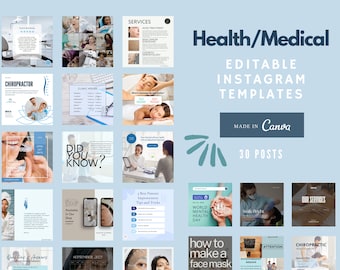 30 Canva Medizinische Instagram Post Vorlagen: Gesundheit & Wellness (Digitaler Download)