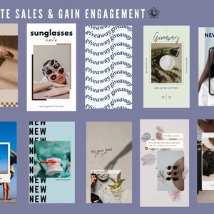 K&ouml;nnte beinhalten: Eine Collage aus neun Instagram-Posts, die Verk&auml;ufe und Gewinnspiele bewerben. Die Posts zeigen eine Vielzahl von Produkten, darunter Sonnenbrillen, Hautpflegeprodukte und Schmuck. Die Posts enthalten auch Text, der neue Produkte und Gewinnspiele bewirbt.