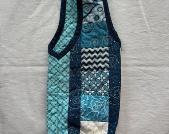 Wine Tote - Blue & White