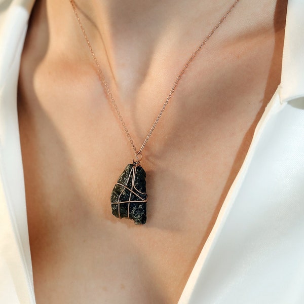 Dainty moldavite necklace clearance