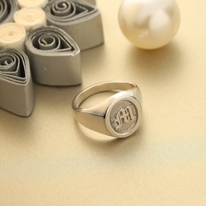 Valentinstag Geschenk für ihn, Gold Siegelring, Siegelring, Sterling Silber Ring, Jahrestag Geschenk für Mann, personalisiertes Geschenk, Papa Geschenk