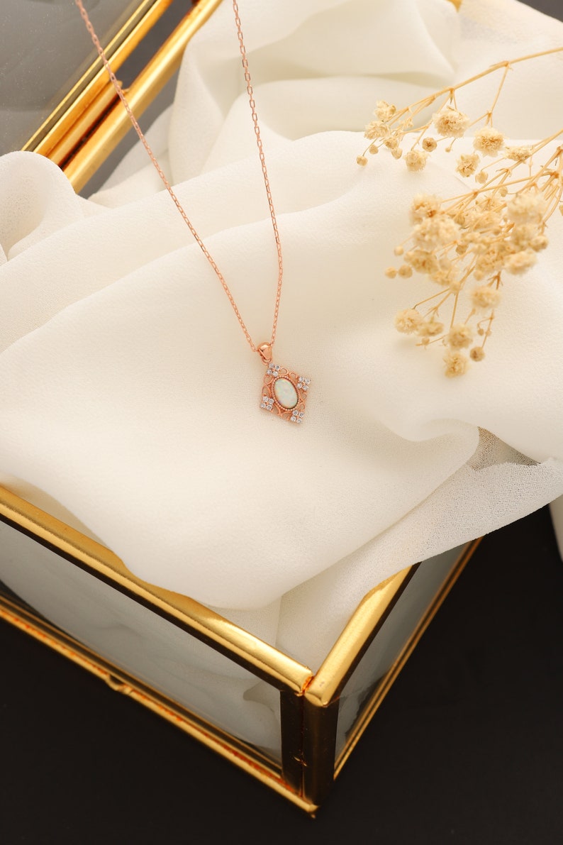 Dainty Opal Necklace  Opal Necklace  Silver Necklace  Opal image 8
