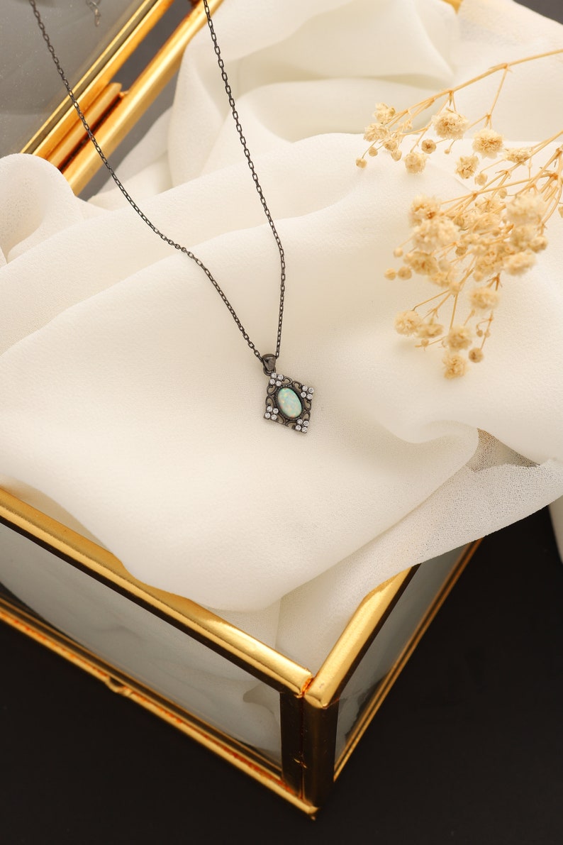 Dainty Opal Necklace  Opal Necklace  Silver Necklace  Opal image 4