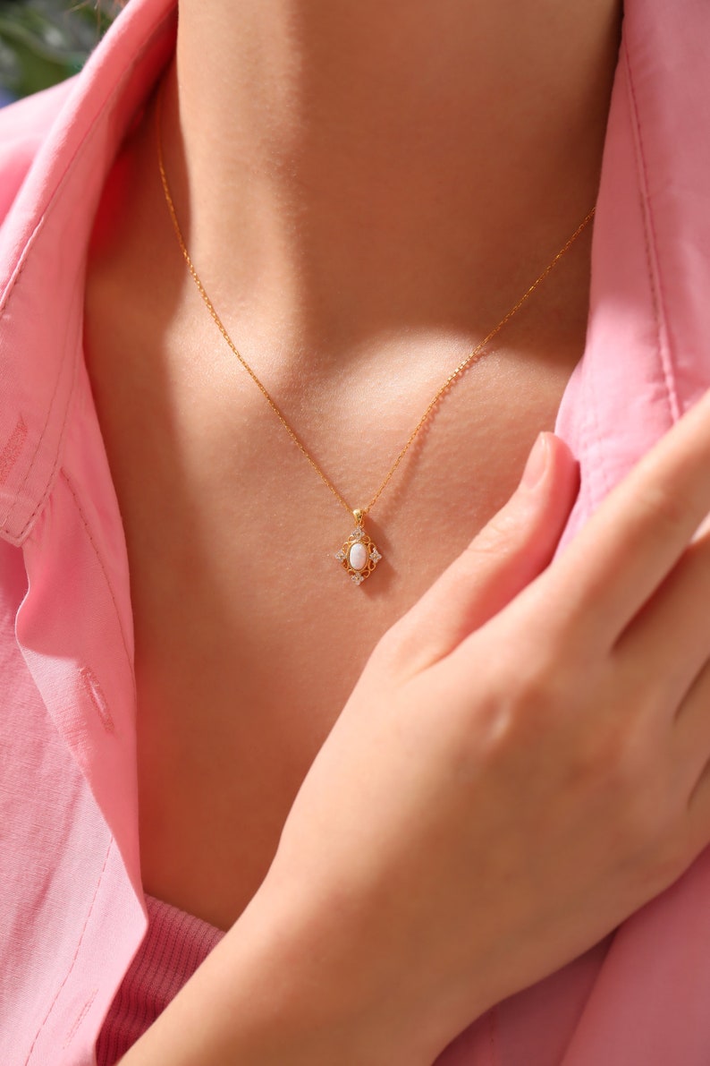 Dainty Opal Necklace  Opal Necklace  Silver Necklace  Opal image 5