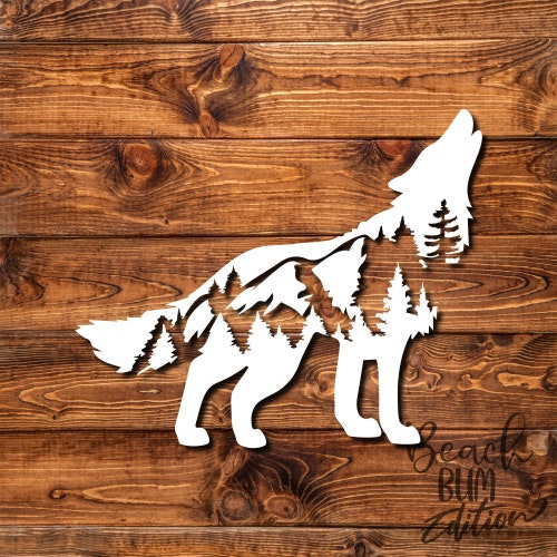 Mountain Wolf Vinyl Decal, Car Decal, Mountain Decal, Laptop Decal, Nature Decal, Adventure Decal, Animal Decal, Stickers For Tumblers