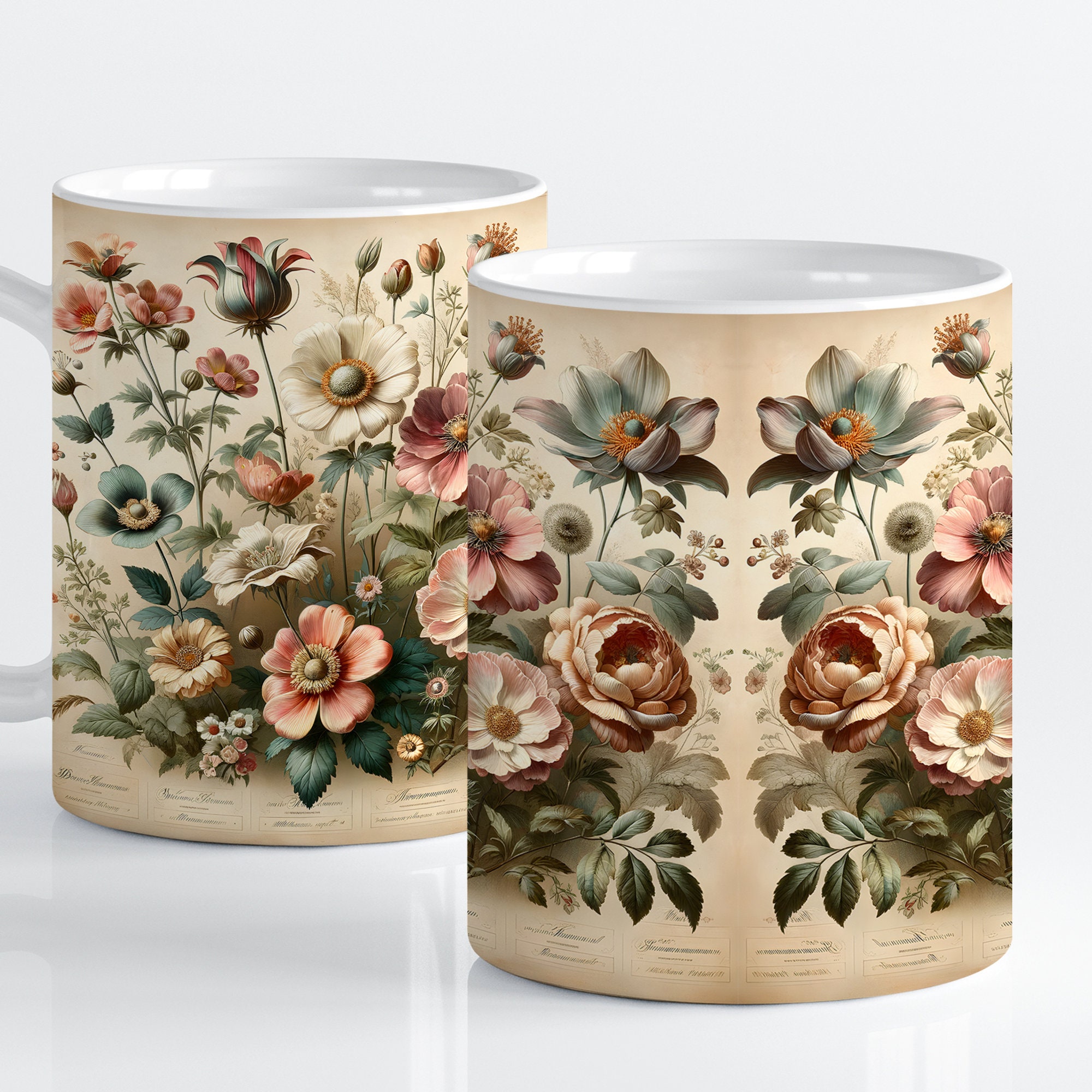 Pressed Flowers Mug Boho Cottagecore Coffee Mug 11 Oz Wildflower 15 Oz ...