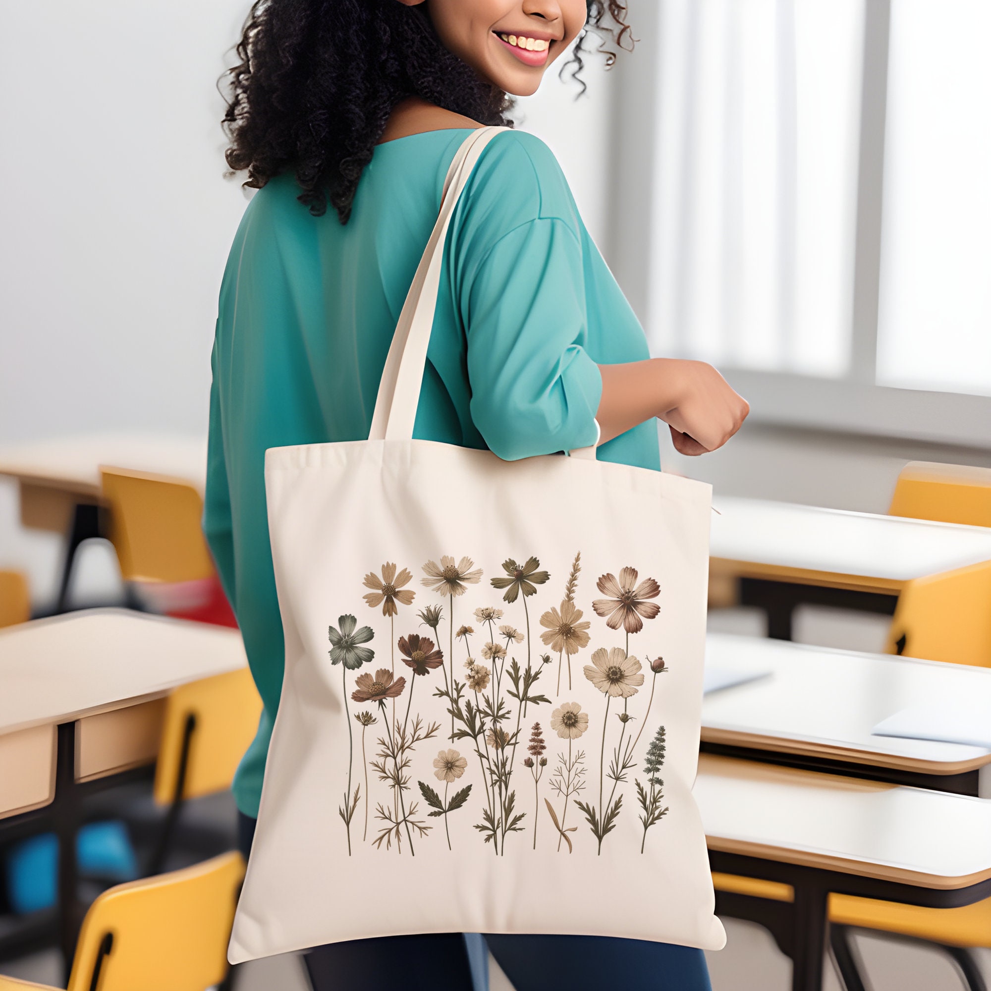 Wildflower Tote Flower Cottagecore Cute Bag Spring Canvas Floral Botanical Coquette  Bag - Yahoo Shopping