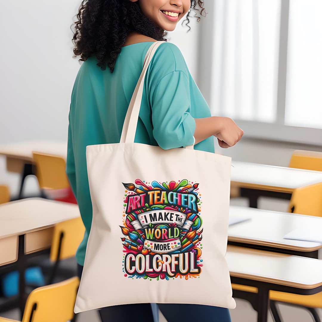 Teacher Gift Bag, Teacher Appreciation Art Teacher Tote Bag, End of Year Teacher Gift for