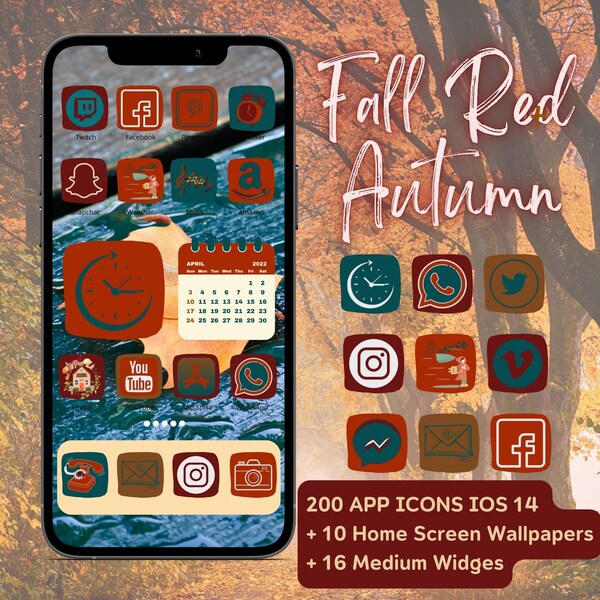App Icons IOS | Autumn & Fall iPhone App Icons | IOS 14 Fall Aesthetic App Covers | Fall App Icons Herbst Aesthetic bohemian iPhone Cover