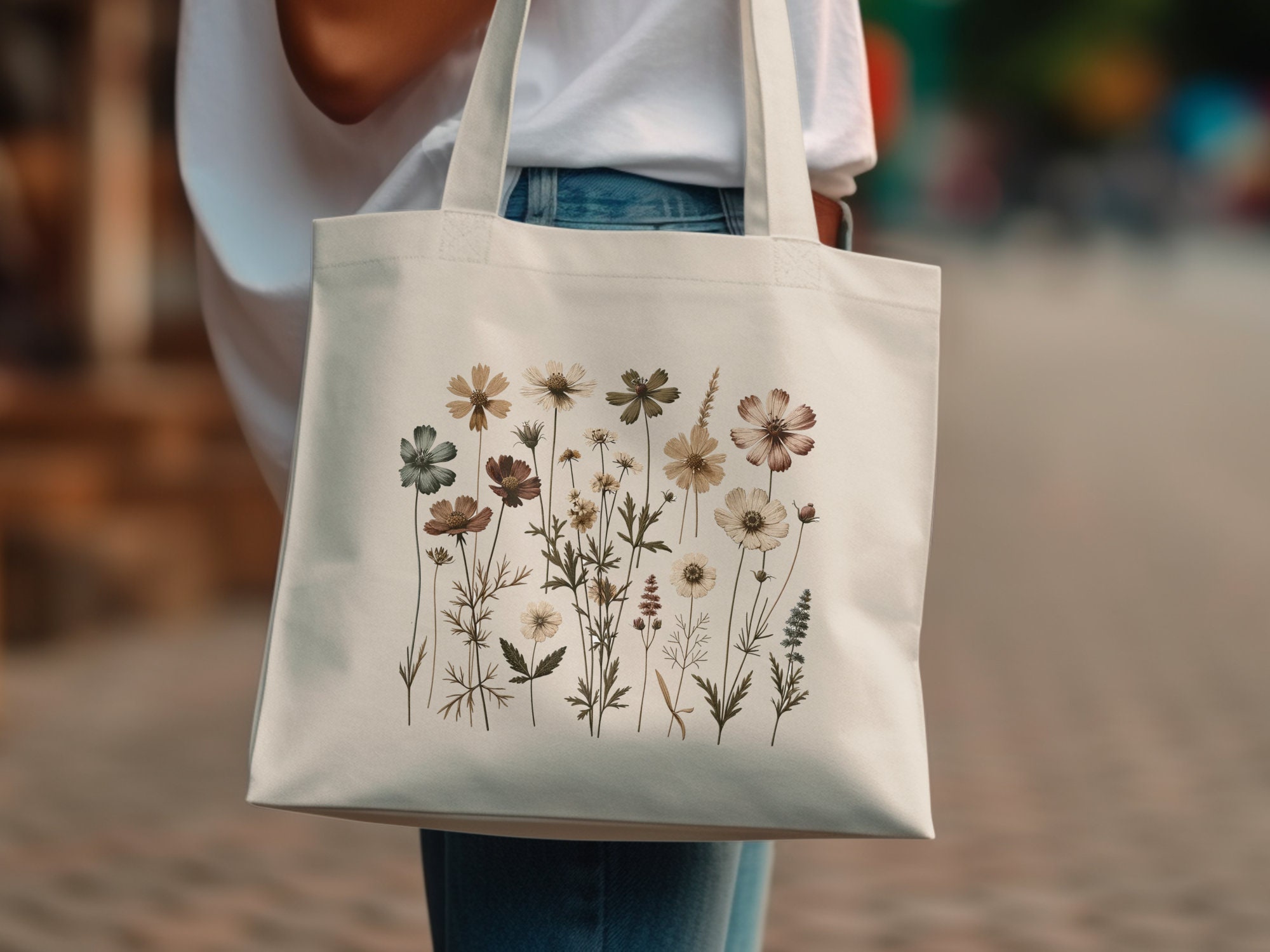 Wildflower Tote Flower Cottagecore Cute Bag Spring Canvas Floral Botanical Coquette  Bag - Yahoo Shopping