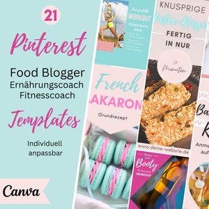 Pinterest Pins| Pinterest Template | Pinterest nutrition coach | Food Blogger PIN Template | Pinterest Canva Templates | Food Blog
