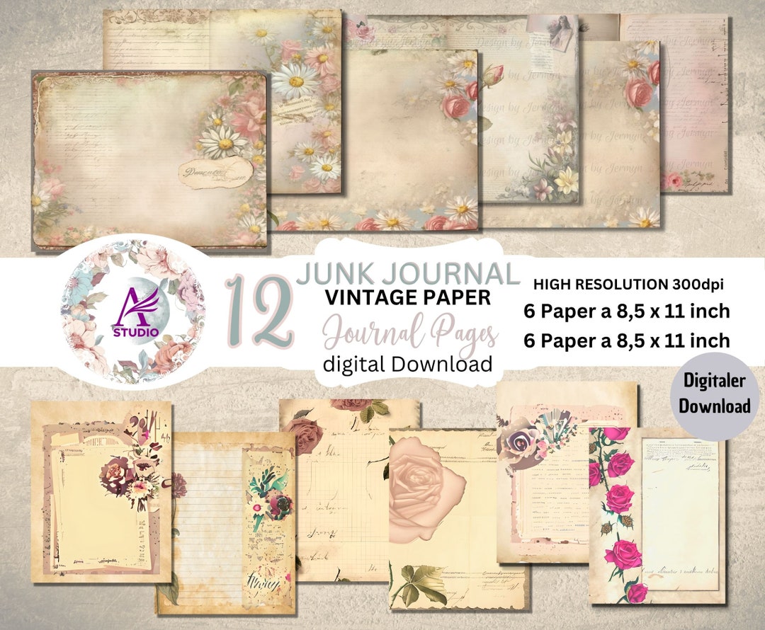 Vintage Junk Journal | Digital Junk Journal Kit | Digital Journal Pages ...