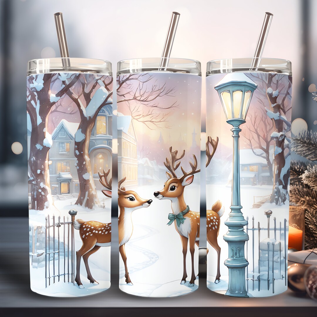 Christmas Reindeer Kids 20 Oz Skinny Tumbler Sublimation Design ...