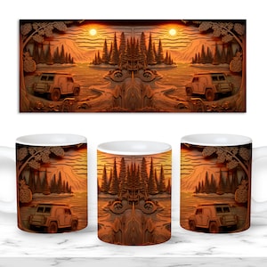 Camper Lake Life Shadow Box 11oz Mug Wrap Sublimation Design, 15 Oz Mug Template, Sublimation Designs, Digital Download, 11 Oz Mug Template