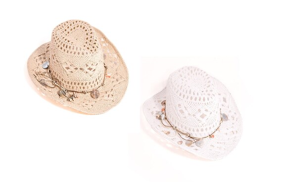 Ladies Straw Cowboy Hat With Shell Band 