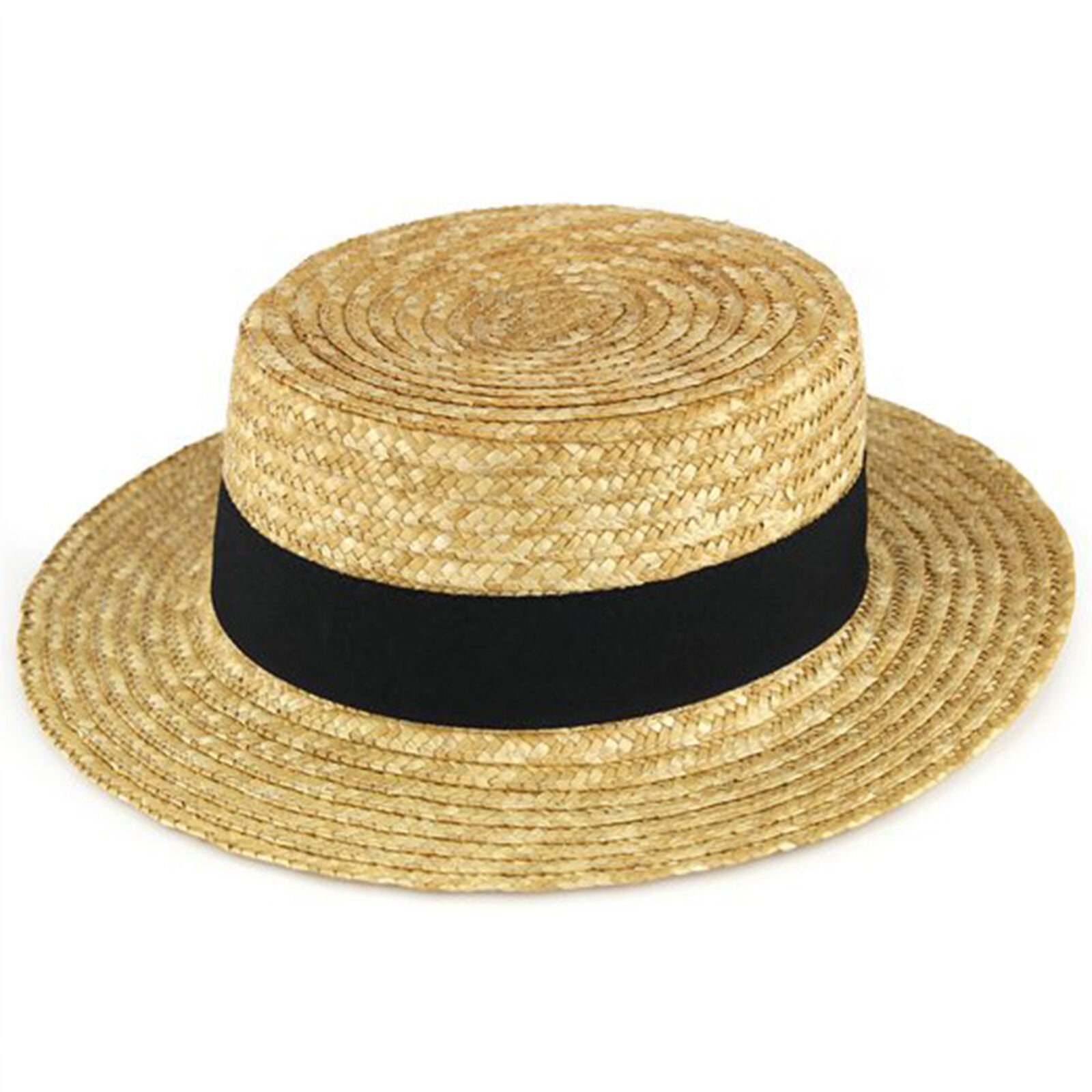Hawkins Straw Sun Boater Hat With a Black Band 3 Sizes FAST Etsy