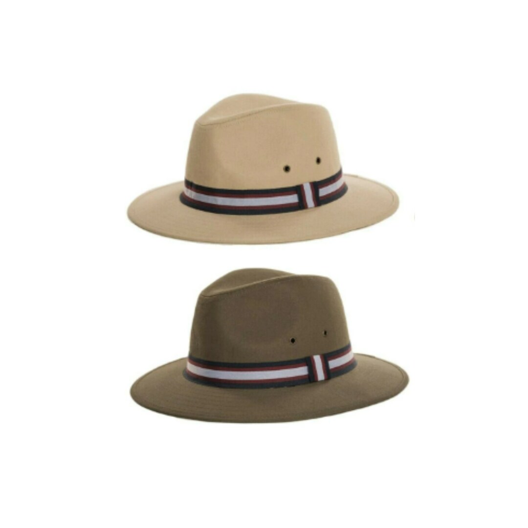 Quality Mens 100 Cotton Fedora Hat With Ribbon Stripe Band Etsy