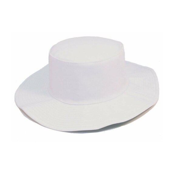 White Cricket Hat With Green Under Wide 