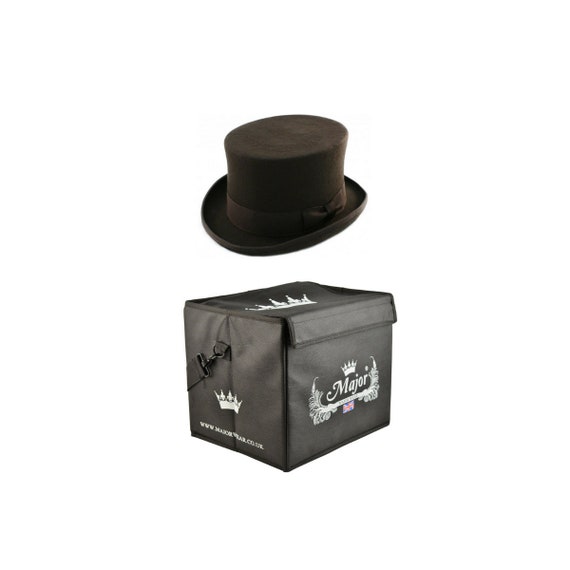 Major Wear satin lined with Hat Box Quality Black Wool Felt Fashion Top hat Major Wear satin lined with Hat Box Quality Black Wool Felt Fashion Top hat