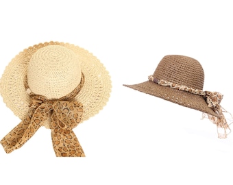 FLAMINGO_STORE Sun Hats for Women Girls Wide Brim Floppy Straw Hat Summer Bohemia Beach Cap Leopard Ribbon 9 FLAMINGO_STORE Sun Hats for Women Girls Wide Brim Floppy Straw Hat Summer Bohemia Beach Cap Leopard Ribbon 9