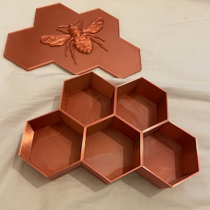 Honeycomb Copper Bee Trinket Box