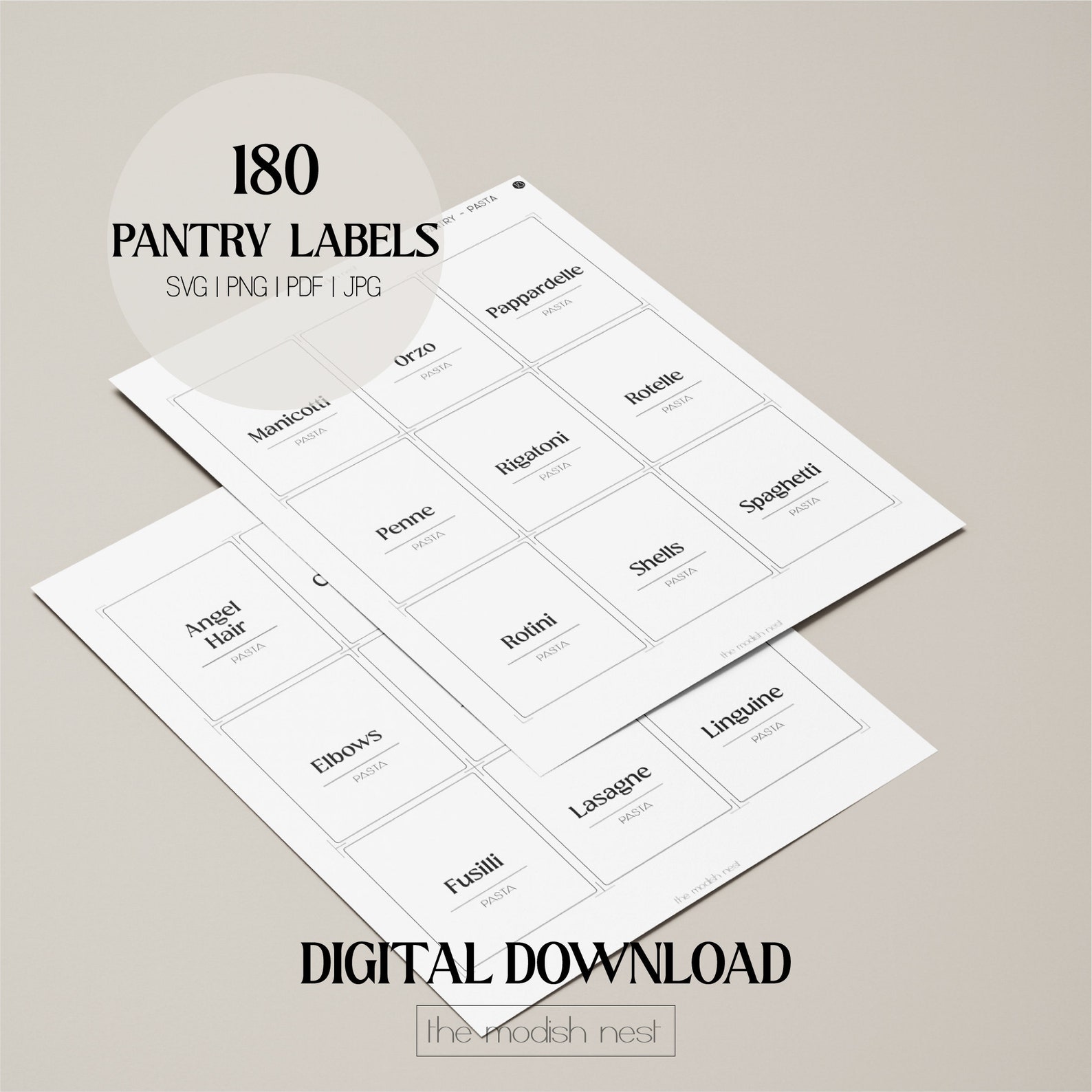 Printable Pantry Label Set of 180 | Organization Labels for Pantry ...