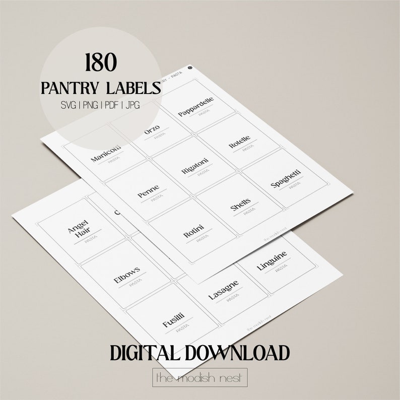 Printable Pantry Label Set of 180 Organization Labels for Etsy