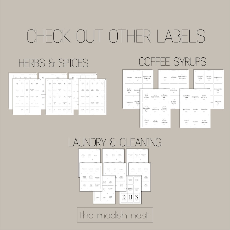 Printable Pantry Label Set of 180 Organization Labels for Etsy