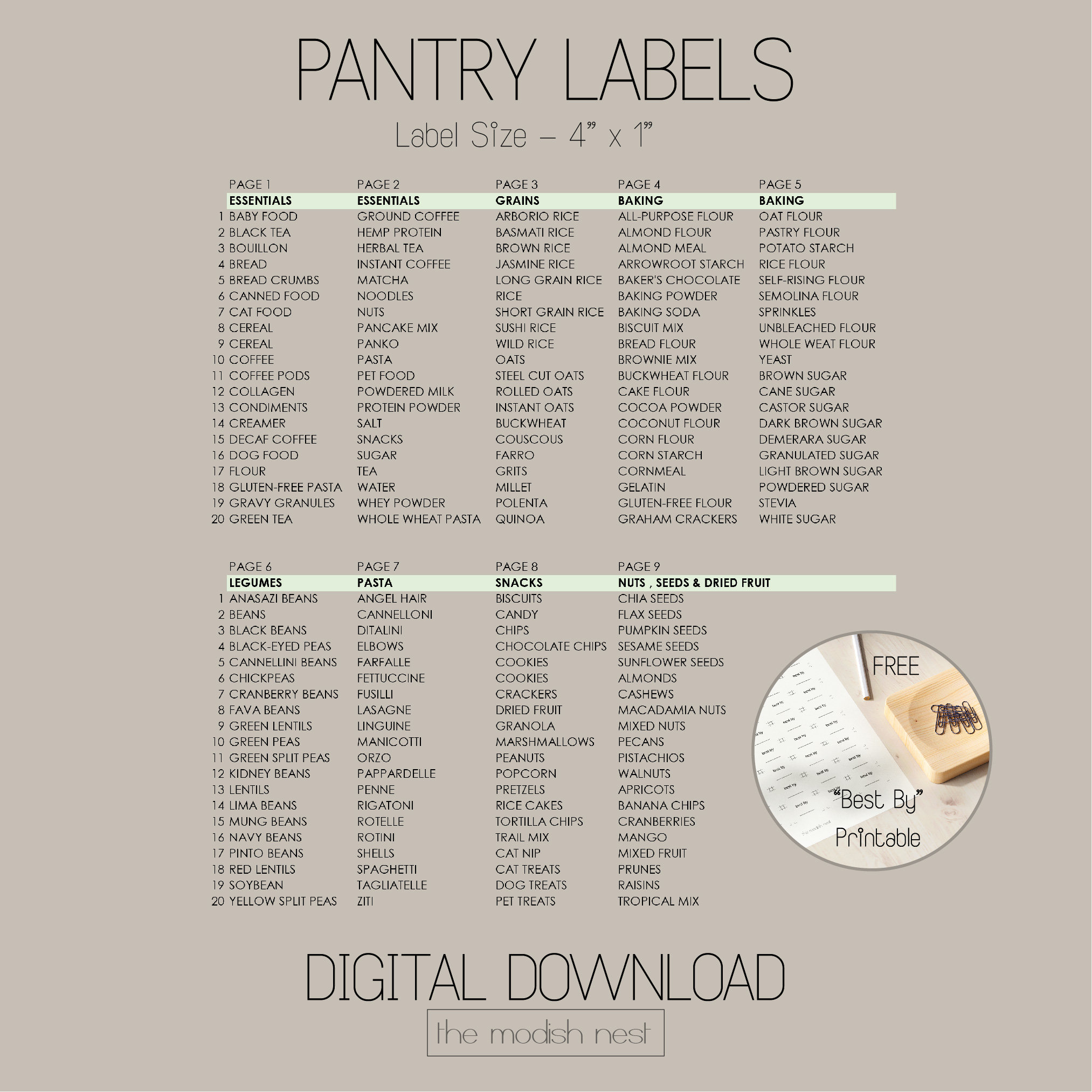 Complete Pantry Kitchen Labels Set of 180 Labels | Organizing Labels ...