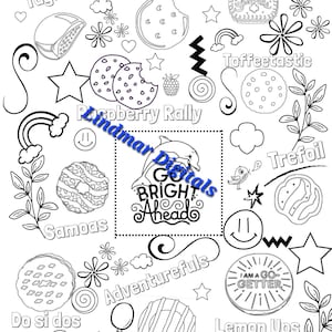 Girl Scout Cookie fun worksheets. 2023 with raspberry rally. Little Brownie Bakers. Watermark/logo removed on purchase