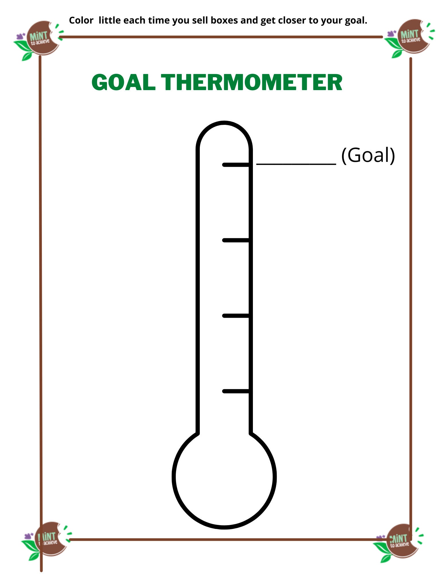 Girl Scout Cookie Sales Tracker Coloring Sheet, Goal Thermometer and Goal Planning Worksheet - Etsy