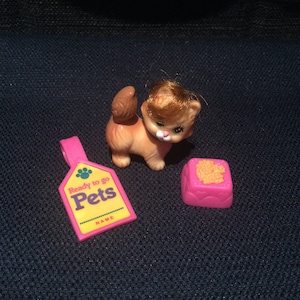 Vintage 90s Littlest Pet Shop LPS Brown Cat with Rollers