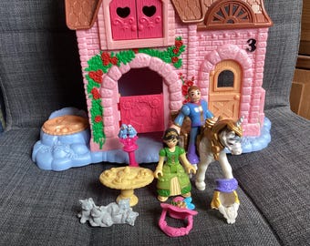 Vintage Fisher Price Precious Places Pony Palace Stable Cottage, Almost Complete, Good Condition