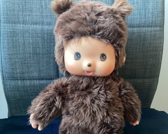 Grand singe en peluche Mengqiqi Monchhichi vintage ou à la retraite 33 pouces, monchichi