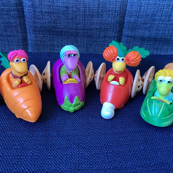 Vintage set of four Fraggle Rock McDonalds Happy Meal wheelies toys